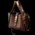 Bolso Valeria - Bolso Satchel de Piel Graneada en Marrón Chocolate